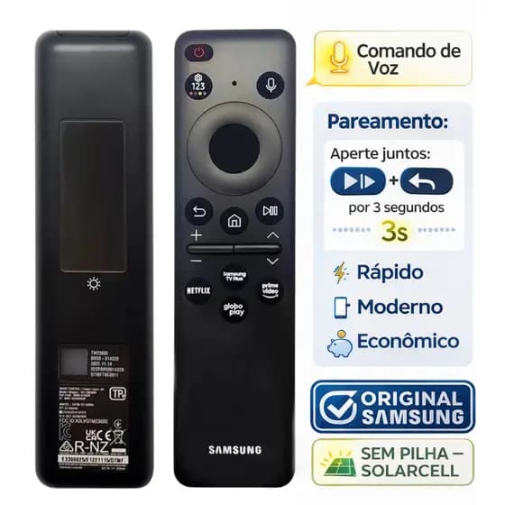 Controle Remoto Comandos de Voz Smart TV Samsung Original BN59-01432B SolarCell