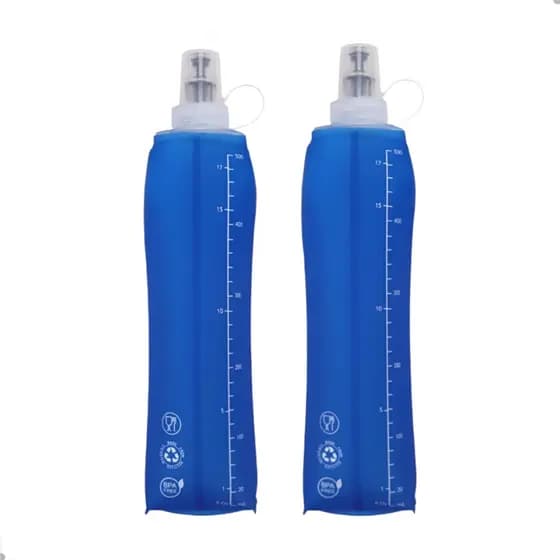 Kit 2 Garrafa Água Corrida Academia Soft Flask Silicone Dobrável 250 500 Ml Fit Com Válvula Antivazamento