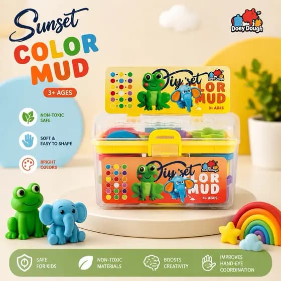 Massinha de Modelar Infantil Maleta 12 Massas 6 Acessórios Premium