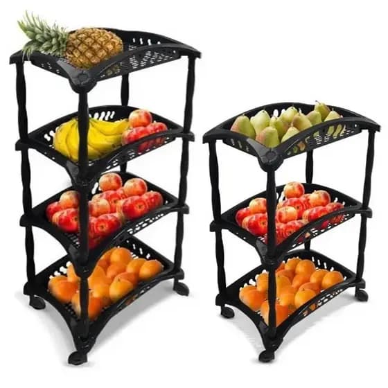 Fruteira De Chão Cesto Para Cozinha Organizador Vertical Multiuso de Utensílios 3 ou 4 Andares