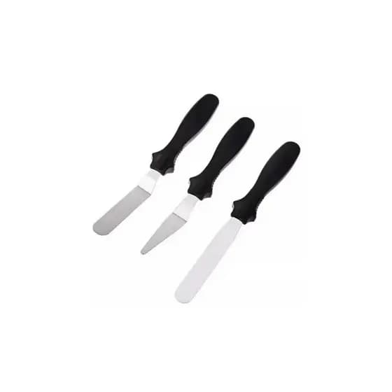 Conjunto de Espátulas Inox Com 3 Peças Preta Vivian Festas