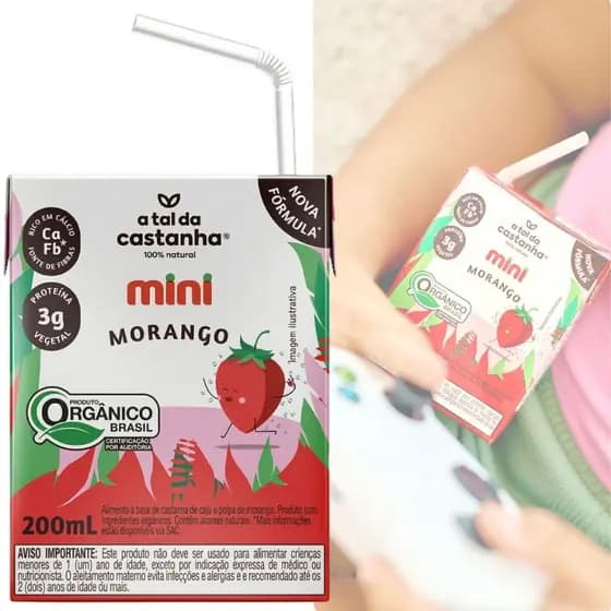 Bebida Mini Vegetal Sabor Morango A Tal Da Castanha 200ml
