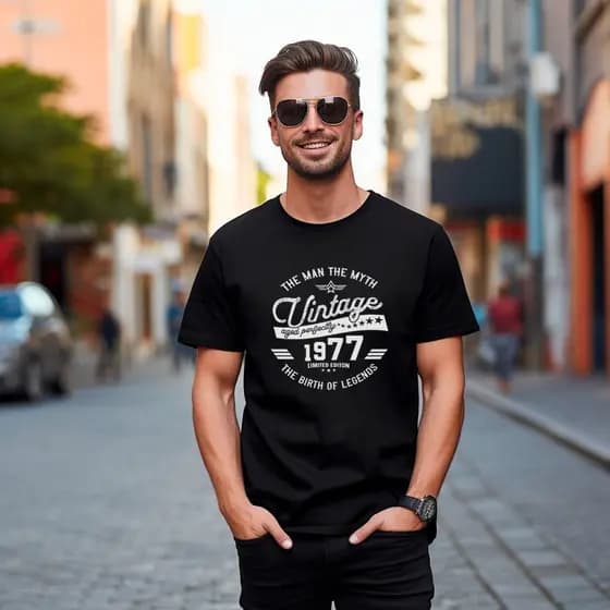 Camiseta Ano 1977 Vintage Legendário 1977 Vintage