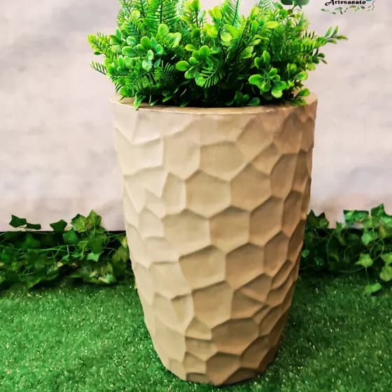 Vaso De Planta Polietileno Jardim Varanda Luxo Cuba Coluna Pedra Safira P