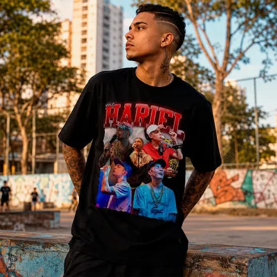Camiseta Cantor Mc Hariel Camisa 100% Algodão Streetwear Temos Plus Size Premium