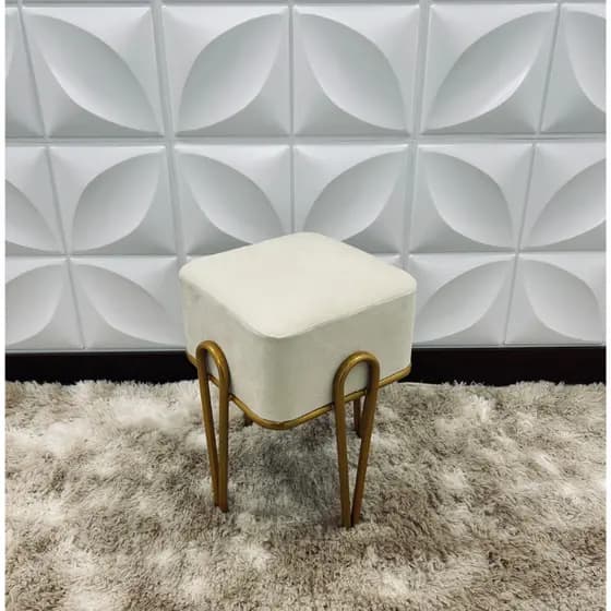 Puff De ferro dourado banqueta resistente para sala quarto varias cores quadrado