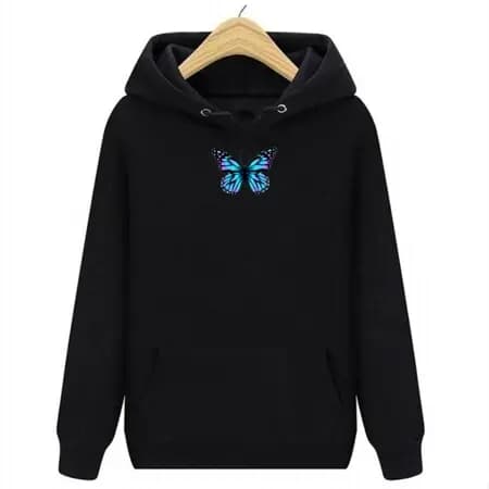 Moletom Feminino Branco Borboleta moletom Canguru Com Goro