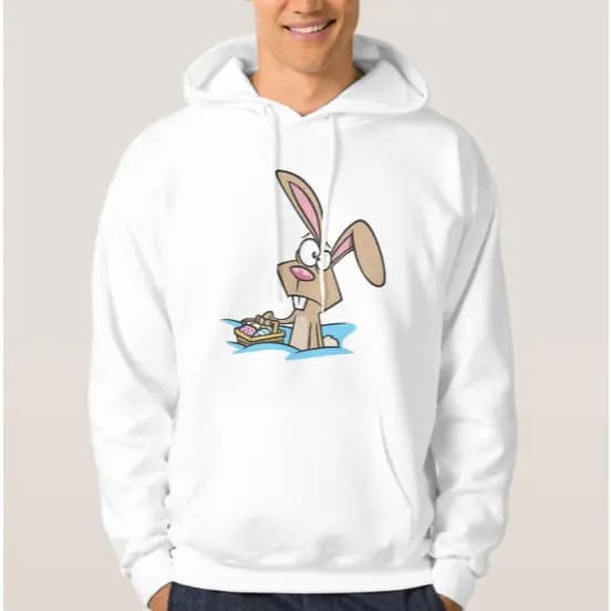 Moletom Masculino Com Capuz Coelhinho De Páscoa Com Cesta 100% Algodão