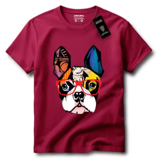 Camiseta Masculina Estampa Bulldog Oculos Tecido Premium 100% Algodão