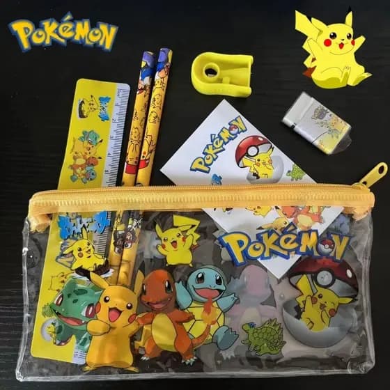 Novo Conjunto De Papelaria Pokémon Apagador De Lápis Bloco De Notas Para Estudantes Doll Toys Holiday Birthday Gift