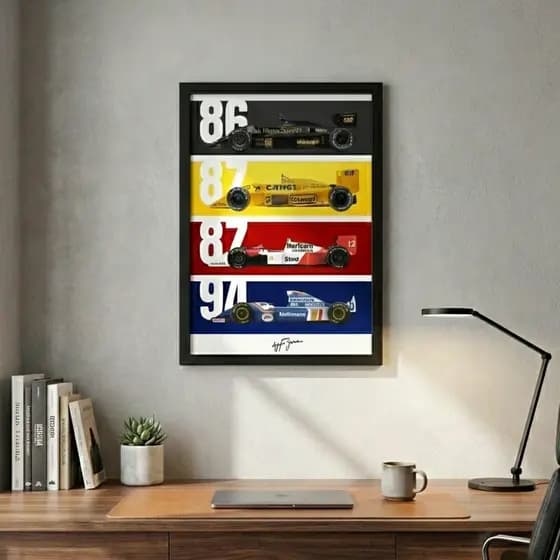 Quadro Carros F1 Ayrton Senna Formula 1 C/ Moldura e Vidro