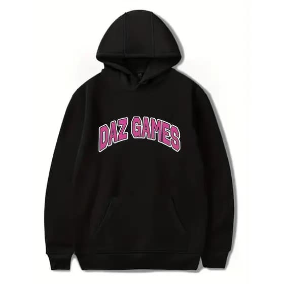 Moletom com capuz estampado gráfico ``Daz Games´´ e cordão, blusa de moletom casual Unisex no inverno e outono
