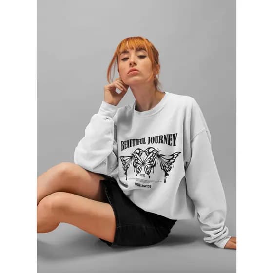 Moletom Careca Unissex ´´Beautiful Journey´´ Blusa de Frio-Borboleta- Feminina Masculina- oversized stretwear