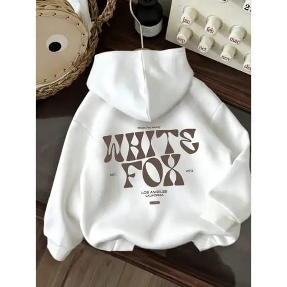 Moletom Gráfico Los Angeles White Fox - Sweatshirt Casual com Cordão Unisex com Bolso Frontal, Design de Desenho Animado