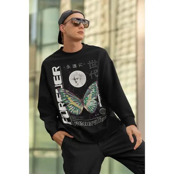 Moletom Careca Unissex ´´Forever´´ Blusa de Frio- Borboleta- Feminina Masculina- oversized stretwear