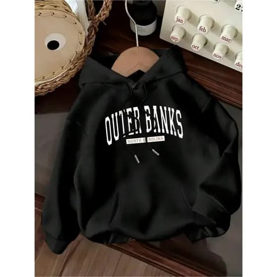 Moletom com Capuz Unisex Casual com Estampa de Letras - Suéter Aconchegante com Cordão e Bolso Frontal, Mangas Compridas