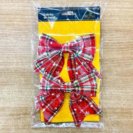 Kit 4 Laços Enfeites Arvore Natal Noel Vermelho 12x13cm - BESTMIX