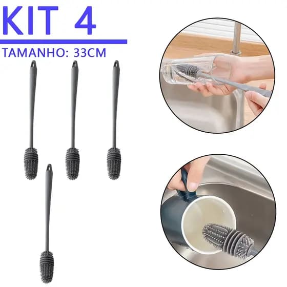 Kit 4 Escova De Lavar Garrafa Mamadeira Copo Taça Silicone envio imediato