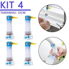KIT 4 Torneira retrátil de 360 graus com filtro de água Torneira de cozinha com economia de água Chuveiro Torneiras de água ajustáveis