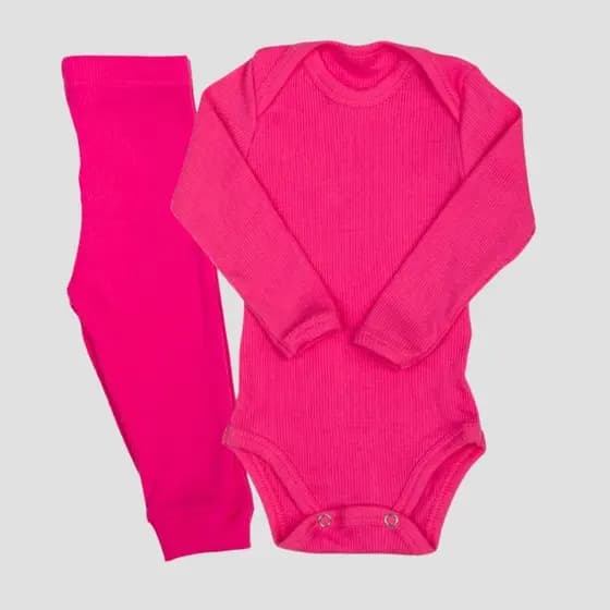 Conjunto pagão bebê body e calca canelado 100% algodão macio 24002-C5