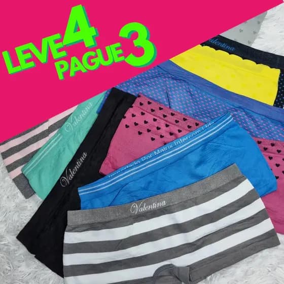 kit Calcinha Shortinho Box Cueca Feminina Sortido Adulto