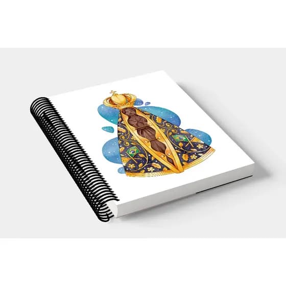 Caderno 1/4 capa dura espiral 80 folhas - NOSSA SENHORA APARECIDA