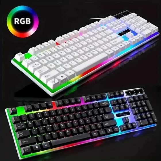 Kit Teclado e Mouse Gamer LED RGB Com Fio Usb Branco Original