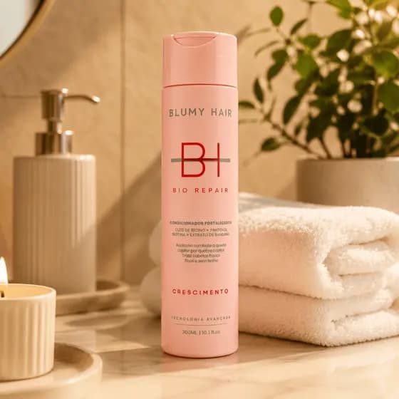 Blumy Hair Bio Repair Condicionador Fortalecedor 300ml Queratina Biotina Bardana Crescimento Capilar
