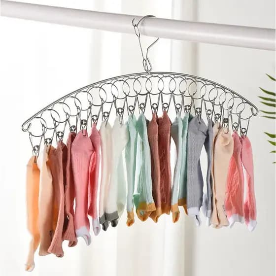 Cabide De Roupa À Prova De Vento De Aço Inoxidável Varal Meia Toalha Bra Secagem Roupas Peg Airer Secador