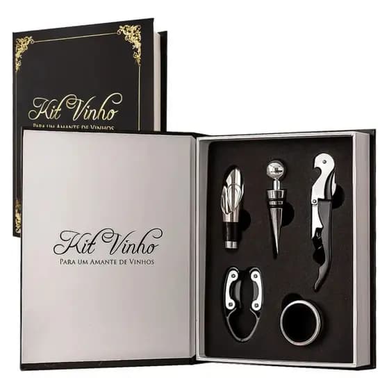 Kit Para Vinho 5 Pecas Abridor Dosador Saca Rolha e Tampa