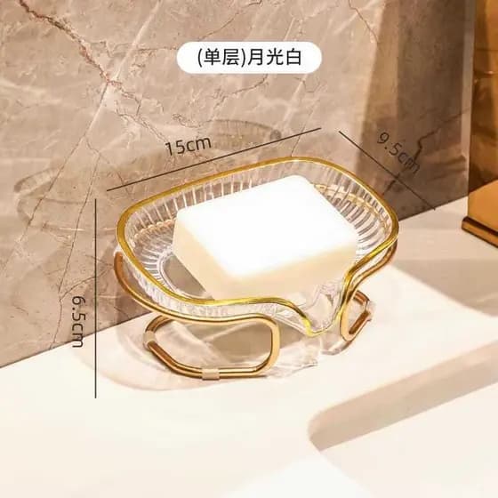 Porta sabonete para banheiro lavabo suporte de sabonete em barra anti respingo efeito cristal luxo