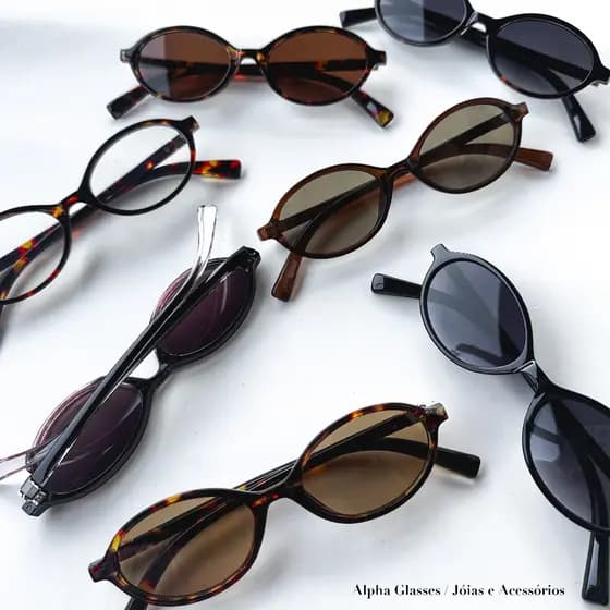 Óculos Feminino Oval Vintage - Sol e Filtro Anti Luz Azul e Proteção UV400 - Armação premium