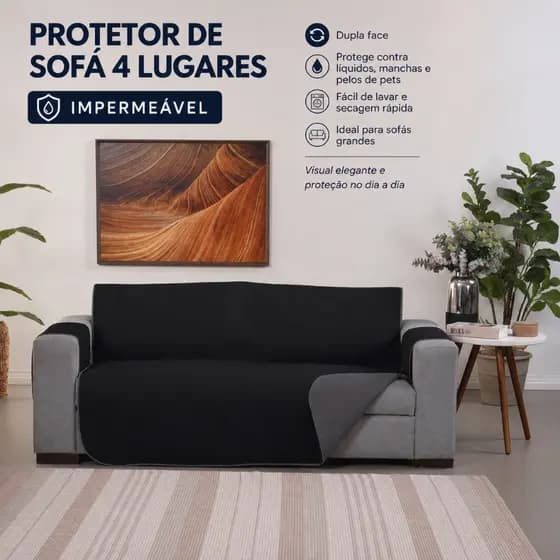 Protetor de Sofá 4 Lugares Impermeável Dupla Face