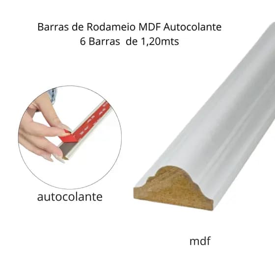 6 Barras De Rodameio Boiserie Mdf Autocolante-1,20mts