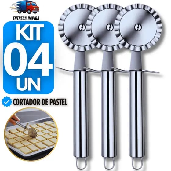 Carretilha Cortador Para Fechar e Cortar Massas Pastel Pizzas Em Aço Inox Premium Utilidades
