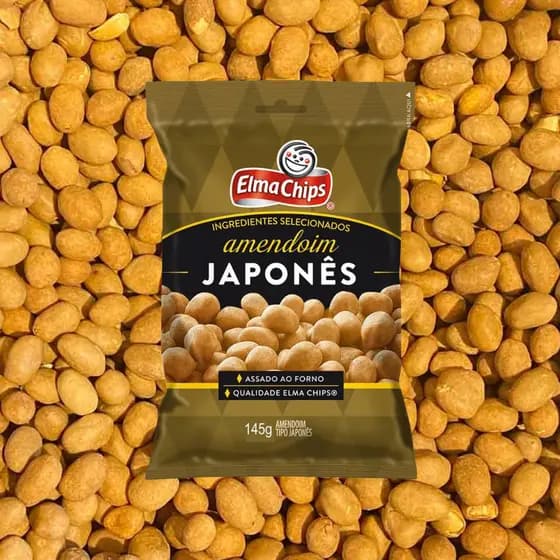 Kit 5 Unidades Amendoim Japonês Elma Chips 145g Snack Crocante Assado ao Forno