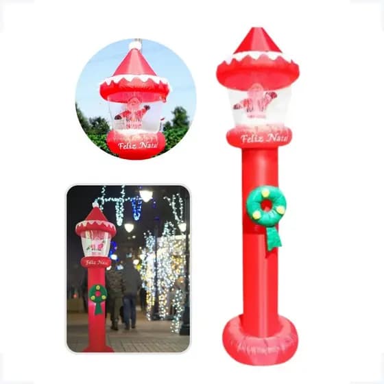 Poste Inflável Decoração Natal Papai Noel Guirlanda Enfeite Natalina Externa Casa Festas Encantadora Final De Ano