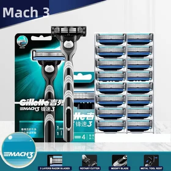 16 Unidades/12 Gillette MACH 3 Lâminas Cartucho De Recarga De Barbear Masculino
