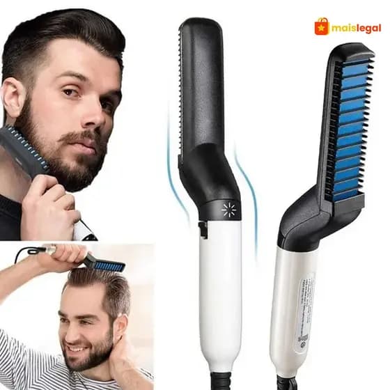 Chapinha modelador Pente Portatil para cabelo e barba masculino Pente Eletrico Escova Alisadora
