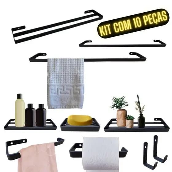 Kit de Acessórios para Banheiro com 10 Peças Miamil Shopp