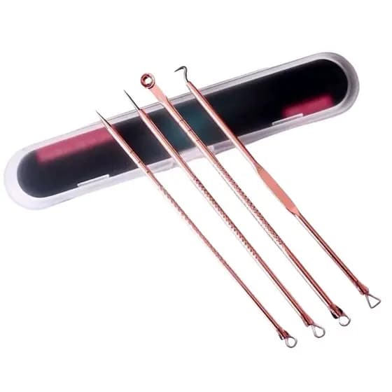 Kit 4 Extrator Removedor Inox Cravo Espinha Com Estojo