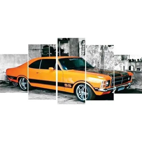 Quadros Decorativos parede quarto sala tema carro Opala Mosaico 5 Peças