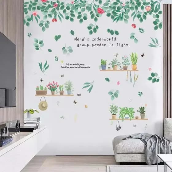 HJ313 Criativo Planta Vaso Adesivos de Parede Quarto Quente Papel de Parede Adesivos de Parede Papel de Parede Autoadesi