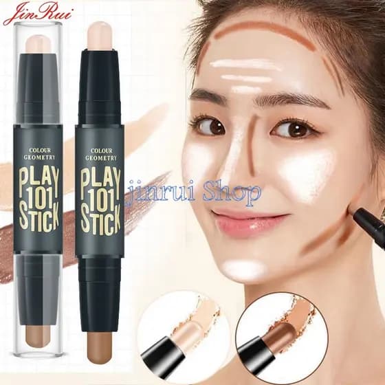 Bastão De Contorno Facial Corretivo 2 Em 1 De Ponta Dupla/Bronzeador De Caneta Iluminadora