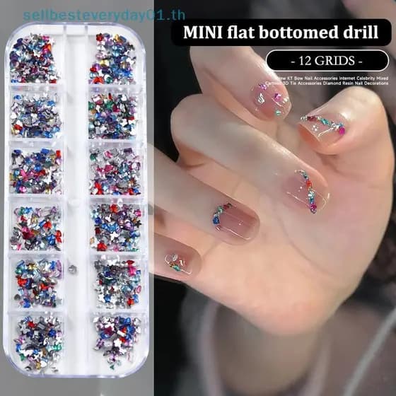 & Sellbest 12 Grades/Caixa Nail Art Multi Forma Plana Ba Cristal Strass Deslumbrante Manicure Ponta Decoração 3d .