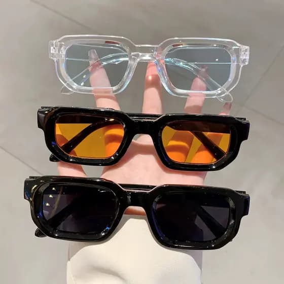 Moda Tendência Pequeno Quadro Quadrado Óculos De Sol Para Homens E Mulheres Personalidade Retro Hip Hop Ao Ar Livre UV D