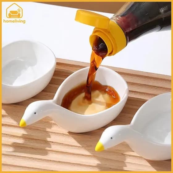HomeLiving Bonito Plástico Ganso Coelho Em Forma De Pratos Mini Tigelas De Creme Adorável Design Talheres Para Chá Da Ta