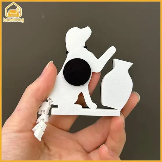 HomeLiving Cão Empurrando Vaso Decoração Geladeira Ímã Gato Animal Bigode Coleção & Caixa Memorial Ornamento De Escritór