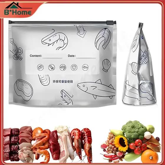 BHTH Saco De Folha De Alumínio Para Manter Fresco Embalagem Selado Geladeira E Freezer Autovedante ~