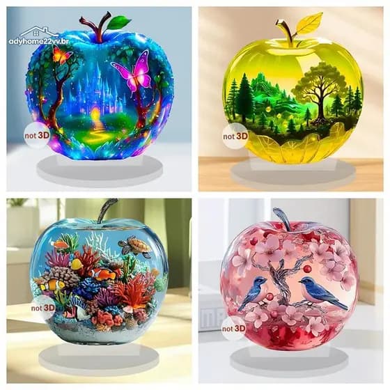 adyhome22vv 1 Peça De Decoração De Padrão De Paisagem Acrílica Enfeites De Mesa De Cristal 2D br